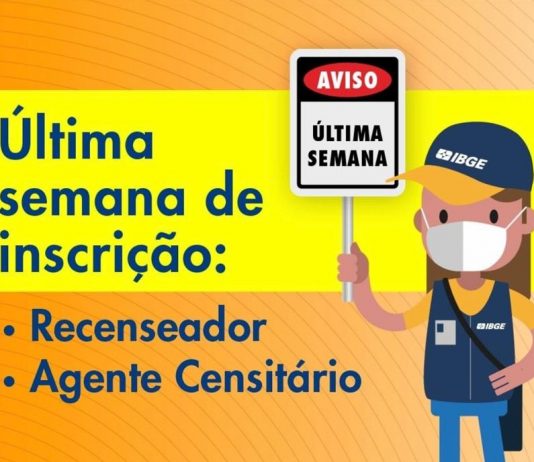 Inscrições para Recenseador e Agente Censitário encerram-se na 6ª feira