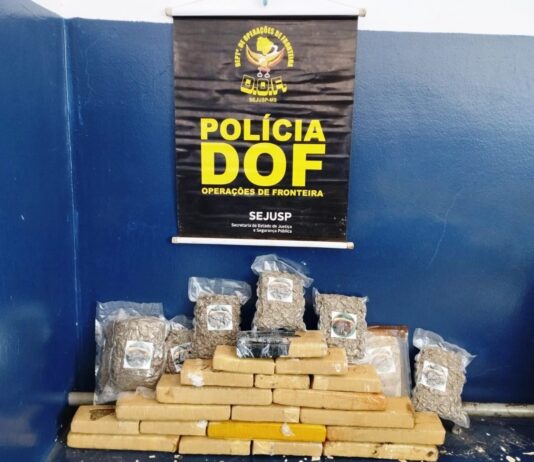 DOF apreende maconha e skunk escondidos dentro de galões de tintas