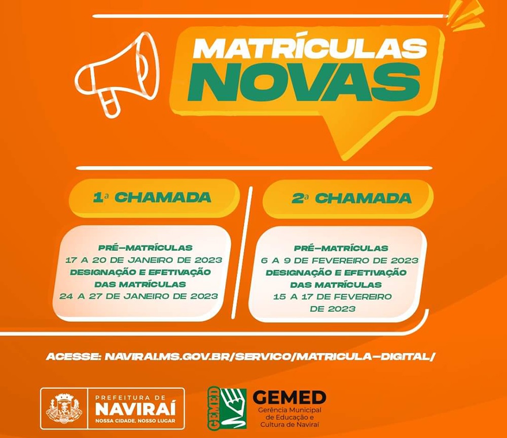17.01.23 Educação de Naviraí inicia período de pré-matrículas na Rede Municipal de Ensino