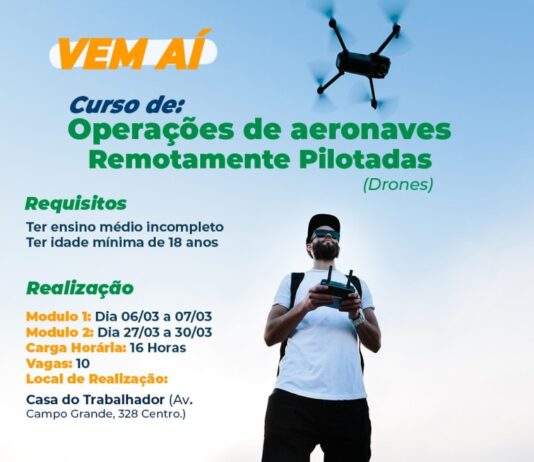 Casa do Trabalhador de Naviraí abre inscrições para curso de pilotagem de drone