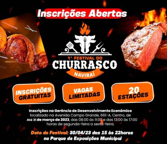 Inscrições para o 1° Festival do Churrasco de Naviraí são prorrogadas até 31 de março
