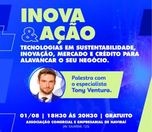 NAVIRAÍ: Prefeitura e Sebrae promovem palestra grátis a empreendedores com Tony Ventura