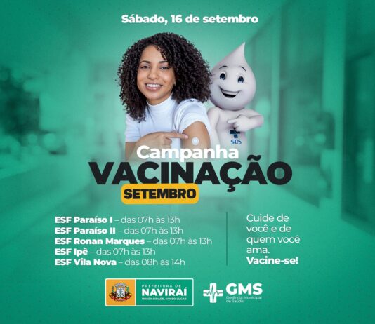 NAVIRAÍ realiza Campanha de Vacinação neste sábado em cinco Unidades de Saúde