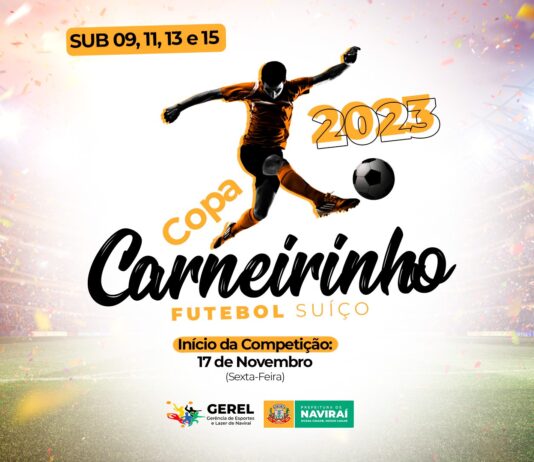 Prefeitura de Naviraí abre nesta sexta-feira a 3ª Copa Carneirinho de Futebol Suíço