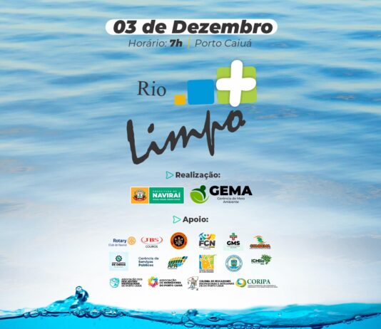 NAVIRAÍ: Prefeitura promove a 9ª edição do Rio + Limpo dia 03 de dezembro no Porto Caiuá