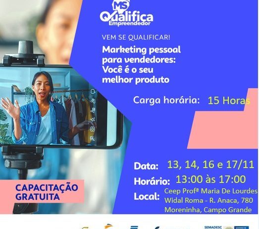 CAMPO GRANDE oferece cursos de qualificação gratuitos e presenciais na Moreninha III