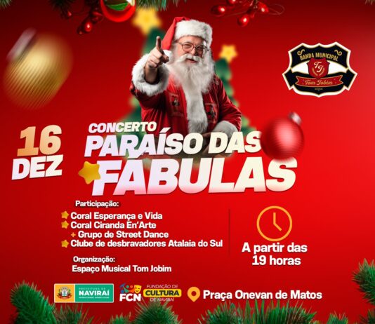 NAVIRAÍ: Praça Onevan de Matos no Jd Paraíso recebe o Concerto Paraíso das Fábulas amanhã