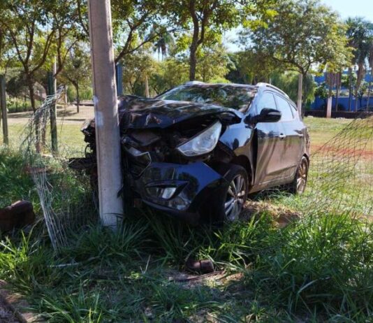 Motorista perde controle da direção, arranca árvores e invade Parque Antenor Martins