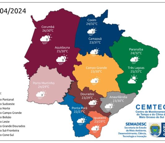 Cemtec faz alerta para grandes acumulados de chuva nesta semana no MS