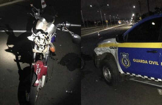 Durante blitz, motociclista embriagado bate em viatura da Guarda Civil em Campo Grande