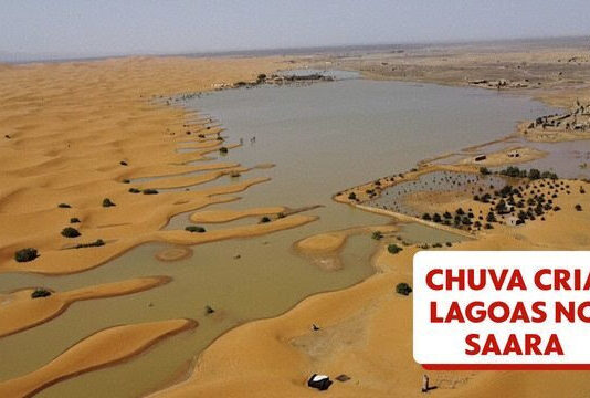 Chuva no Saara cria lagoas entre as dunas do deserto