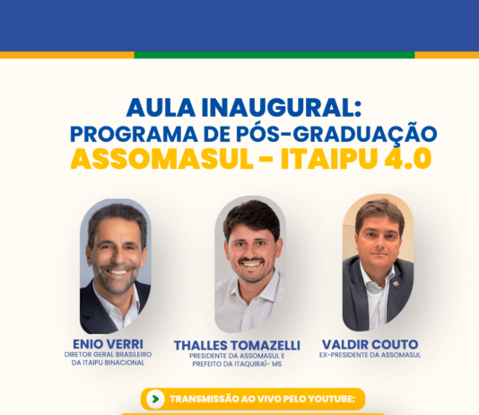 Programa Assomasul Itaipu 4.0 inicia atividades com aula inaugural ao vivo no YouTube às 19h desta segunda-feira