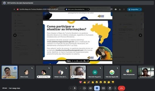 Fundação de Turismo de MS realiza live para orientar municípios sobre atualização do Mapa do Turismo