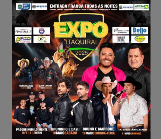 Bruno & Marrone será uma das atrações da ExpoItaquiraí 2025 que terá shows imperdíveis