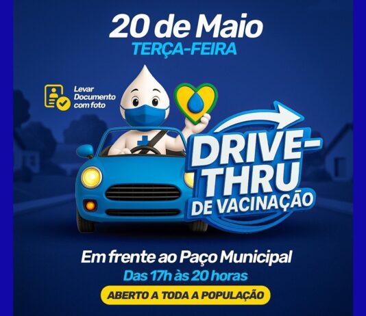 NAVIRAÍ: Drive-Thru de Vacinação contra a Gripe será nesta terça-feira (20), em frente ao Paço Municipal