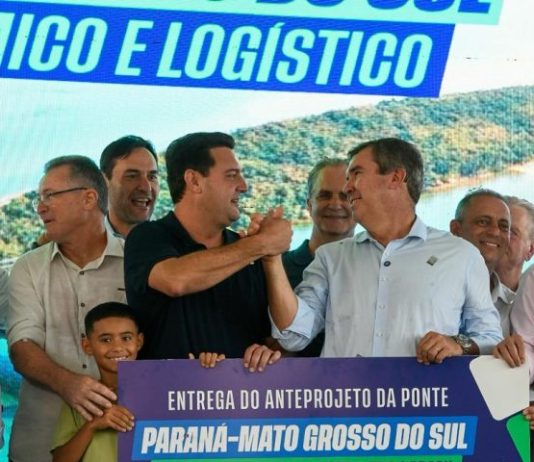 Governadores Riedel e Ratinho entregam anteprojeto de ponte entre MS e Paraná