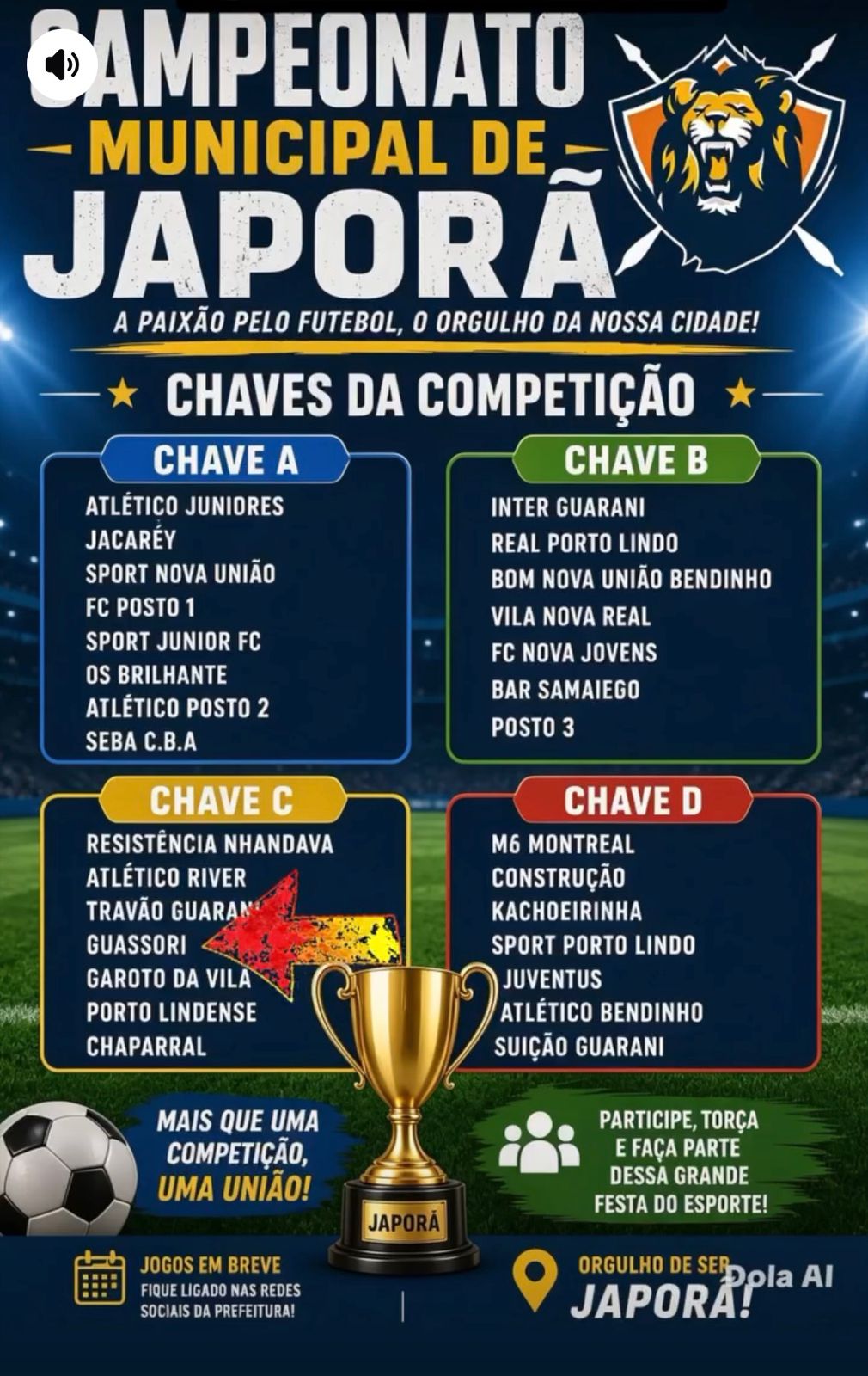 Prefeitura de Japorã abre neste sábado campeonato de futebol que dará R$ 8,2 mil em premiação