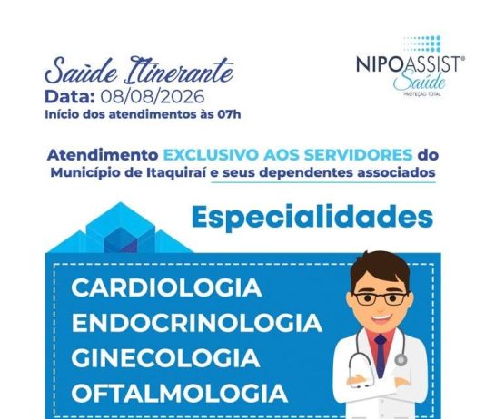 ITAQUIRAÍ: Nipoassist Saúde Itinerante estará na cidade no dia 8 de agosto