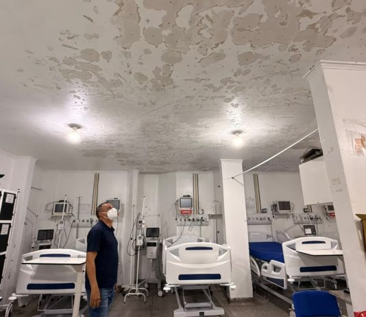 DOURADOS: Cabral denuncia teto comprometido em área do Hospital da Vida